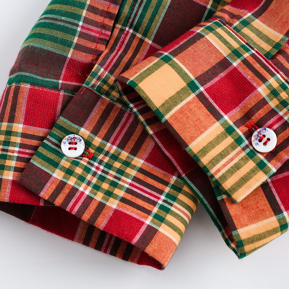 Irregular Spliced Plaid Blouse Men