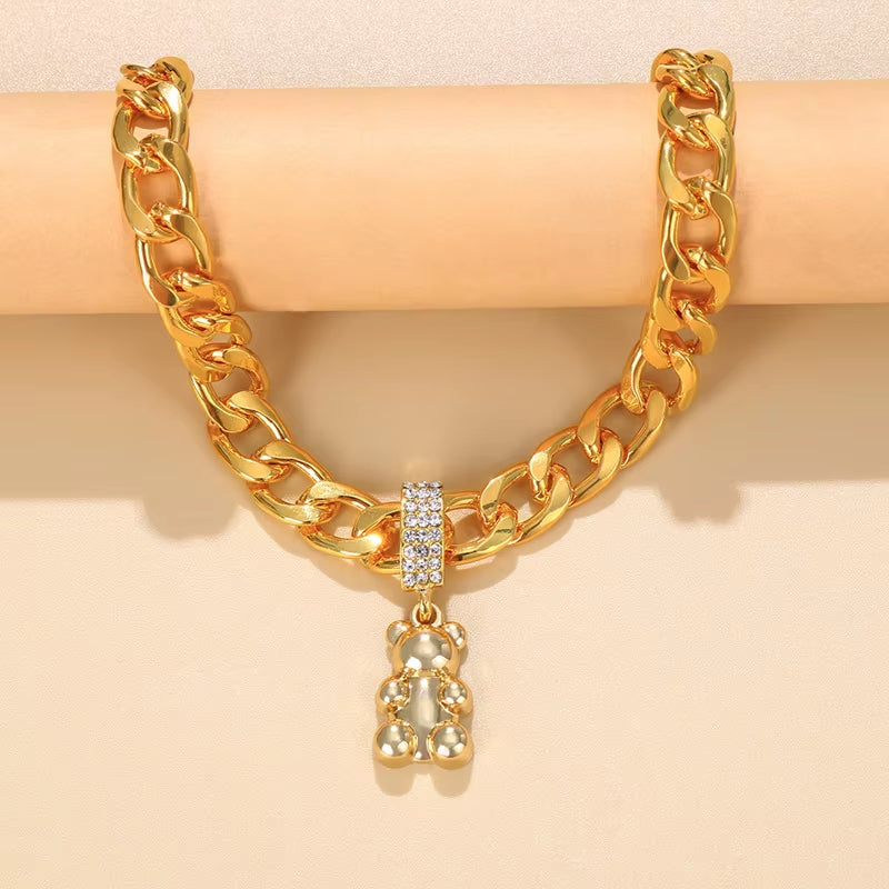 Stonefans Women's Titanium Steel Beach Anklet with Bear Pendant - Leg Chain Jewelry for Men and Women Holiday Accessories