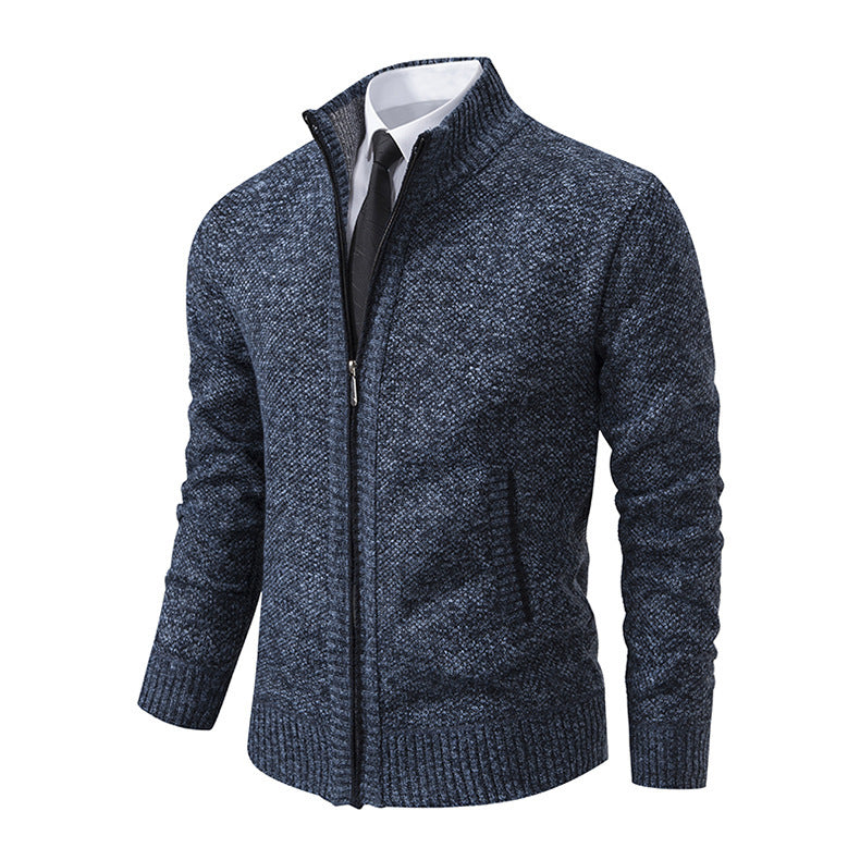 Autumn And Winter Warm Men's Casual Cardigan Stand-up Collar Sweater Coat Fashion