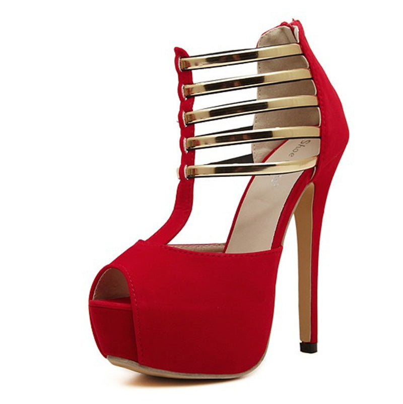 European And American Sandals Waterproof Platform Stiletto Fish Mouth Shoes