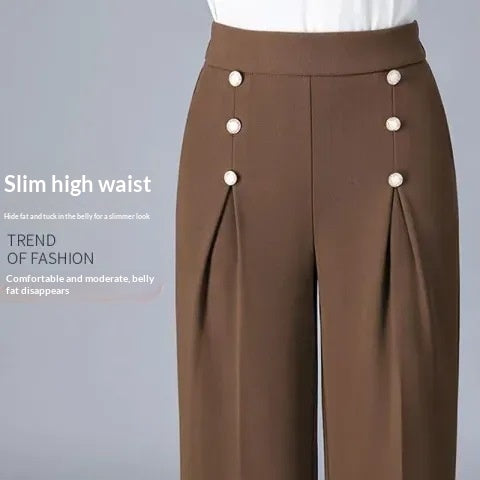 Women's Casual High-Waisted Loose-Fit Wide-Leg Pants With A Flowy Drape