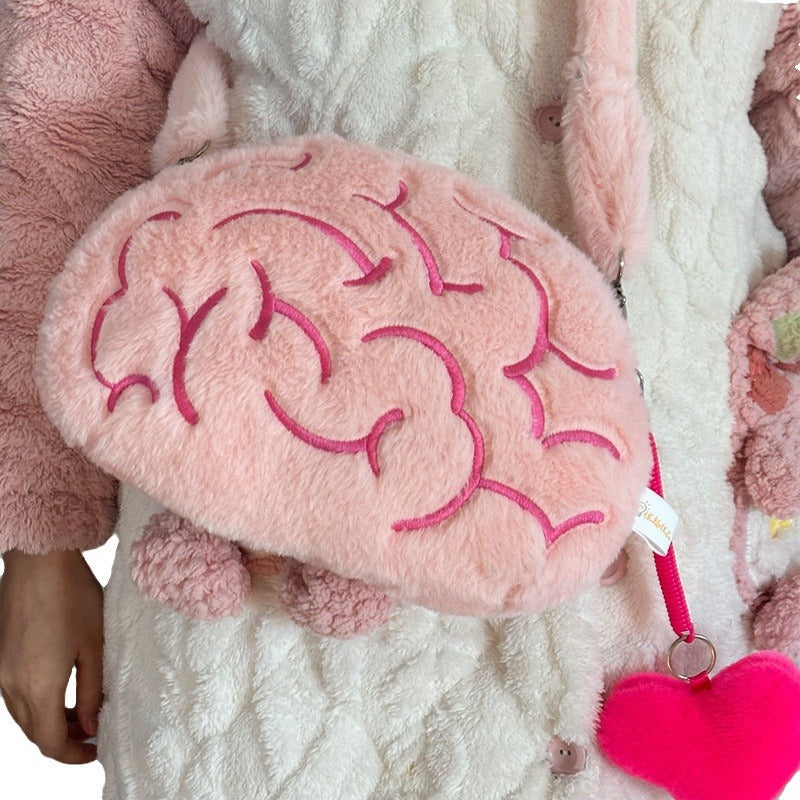 Hat With Movable Ears Love Brain Shoulder Messenger Bag