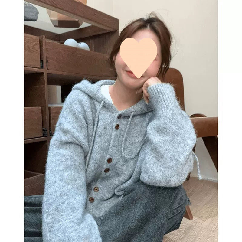 Tynd Koreansk Top Med Løst Og Afslappet Striklook