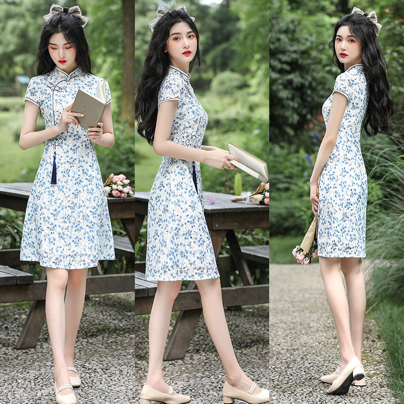 Modificeret Cheongsam Slank Vintage Kinesisk-stil Kjole