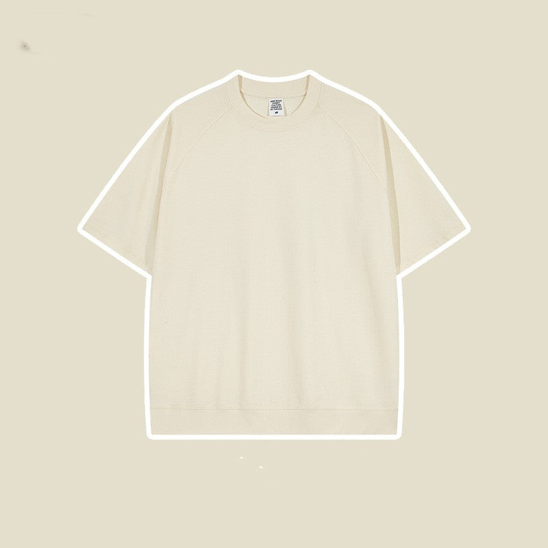 Bullhorn Sleeves Heavyweight White T Loose Short-sleeved European And American Retro High Street Tide T-shirt
