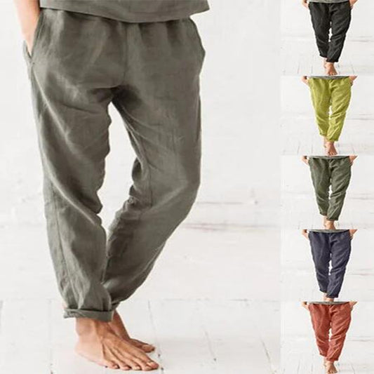 Women'sSolid Color Cotton And Linen Casual Trousers