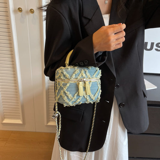Tassel Box Portable Square Pouch Women's Chain Shoulder Messenger Bag
