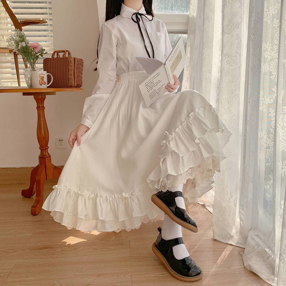 Women's Skirt Ruffled High Waist Design