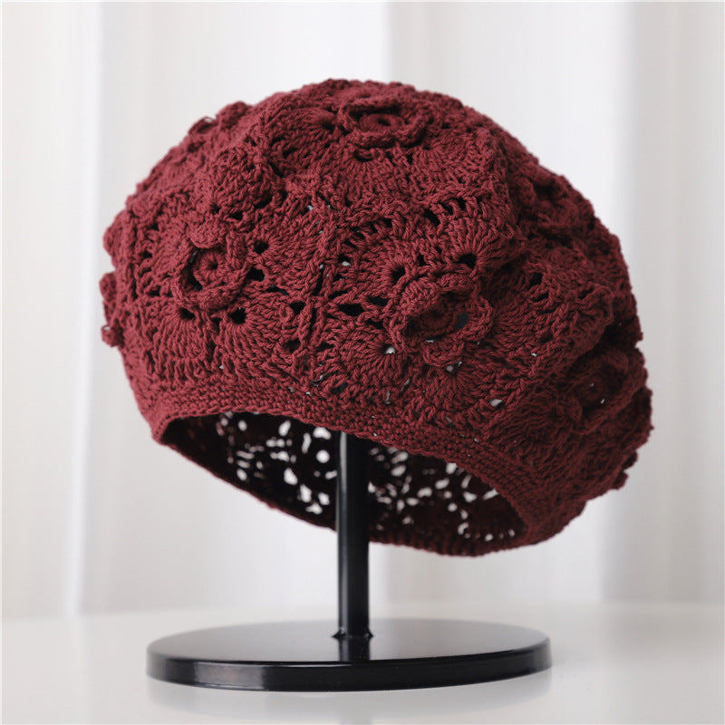 Hollow Breathable Sun-proof Sweet Toe Cap Wool Beret