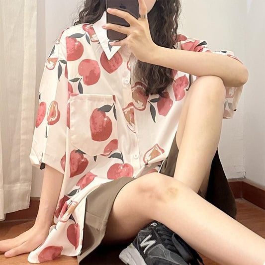 Summer Hong Kong Style Couple Half Sleeve Flower Shirt