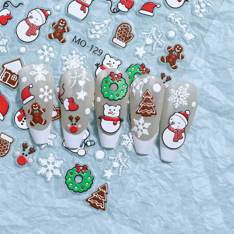 Christmas Relief Nail Stickers Paper Tape Adhesive Waterproof
