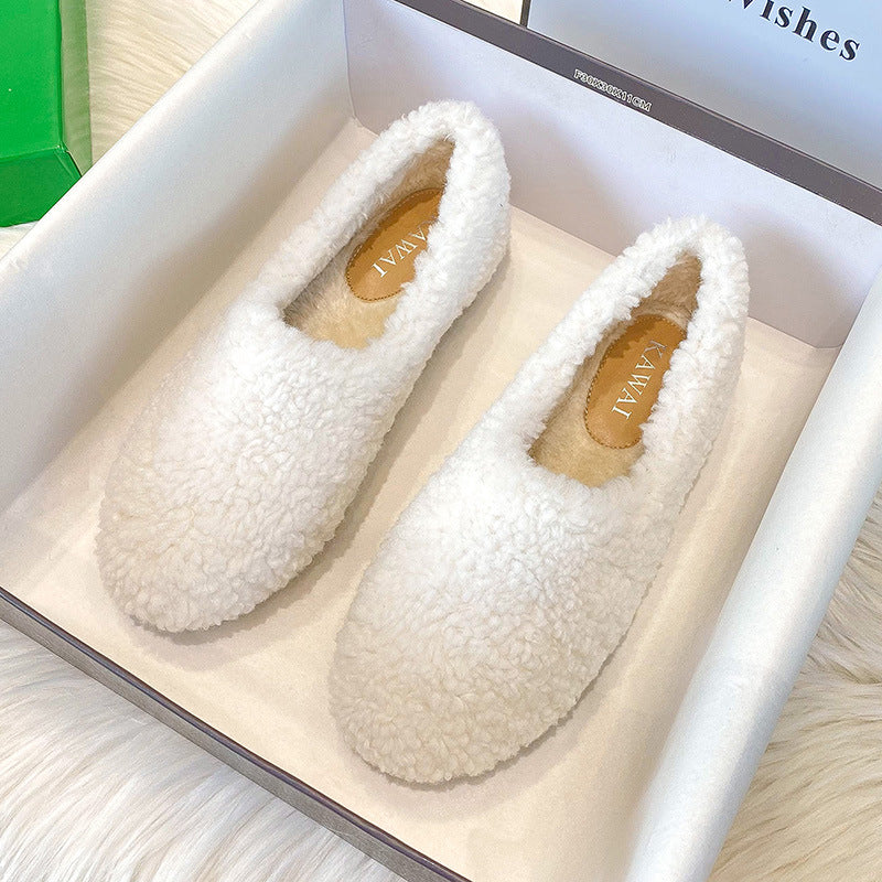 Women's Versatile Casual Padded Lambswool Flat Shoes