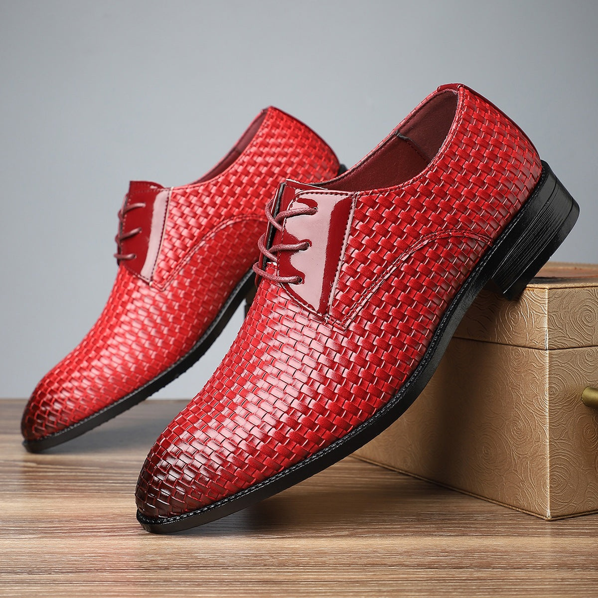 Mens Stylish Formal Pointed-toe Lace-up Leather Shoes