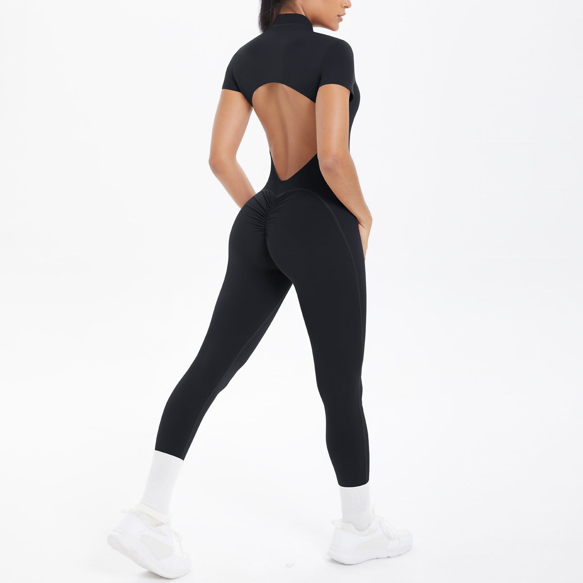 Women's European And American Skinny Hollow-out Short Sleeve Rompers