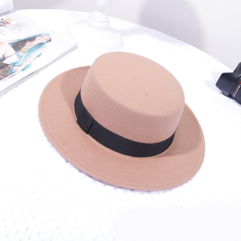 Flat Top Retro British Big Brim Fedora Hat Street Leisure