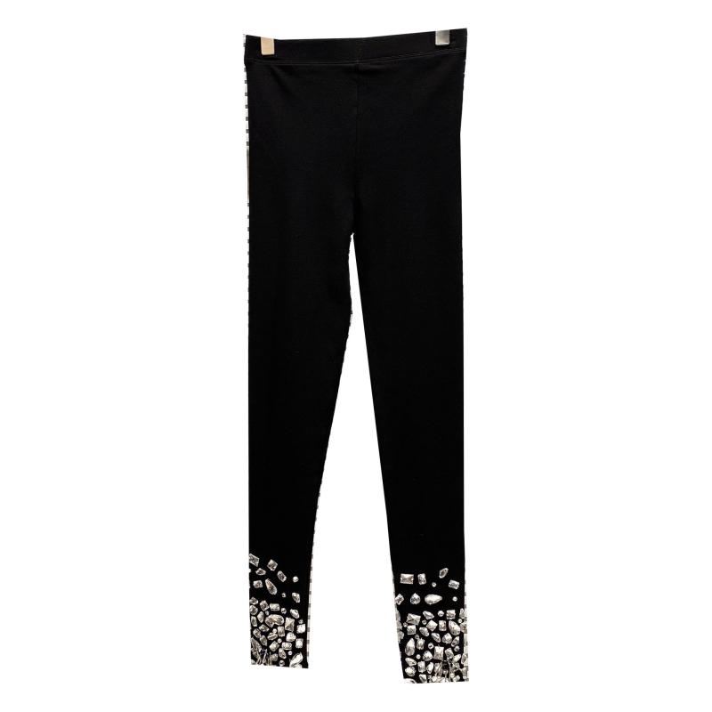 Women's Heavy Industry Large-particle Rhinestone Beaded Elastic Slim Leggings