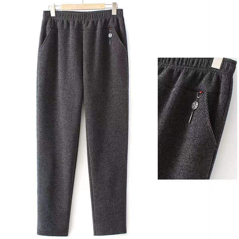 Middle Aged And Elderly Women's Plush High Waist Plus Size Loose Trousers