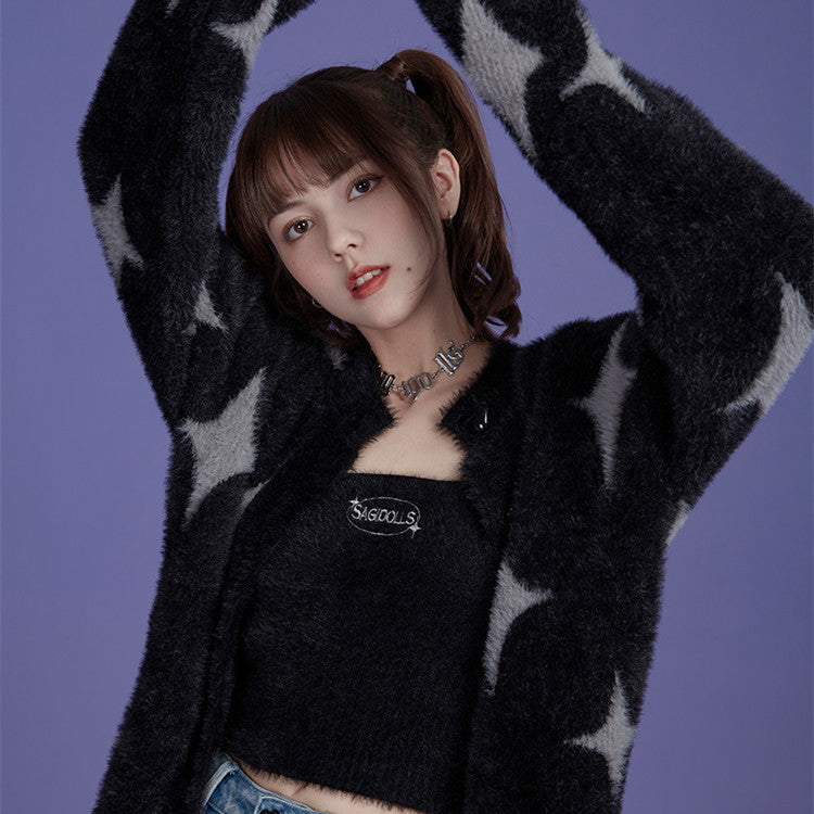 Milk Cool Silver And Black Star Mink Velvet Sling Jacket