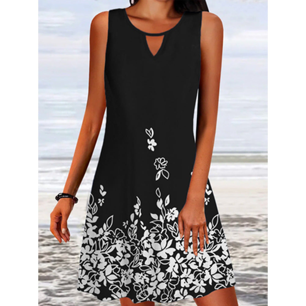 Womens Loose-Fit Printed Long-Sleeve Designer Floral Dress