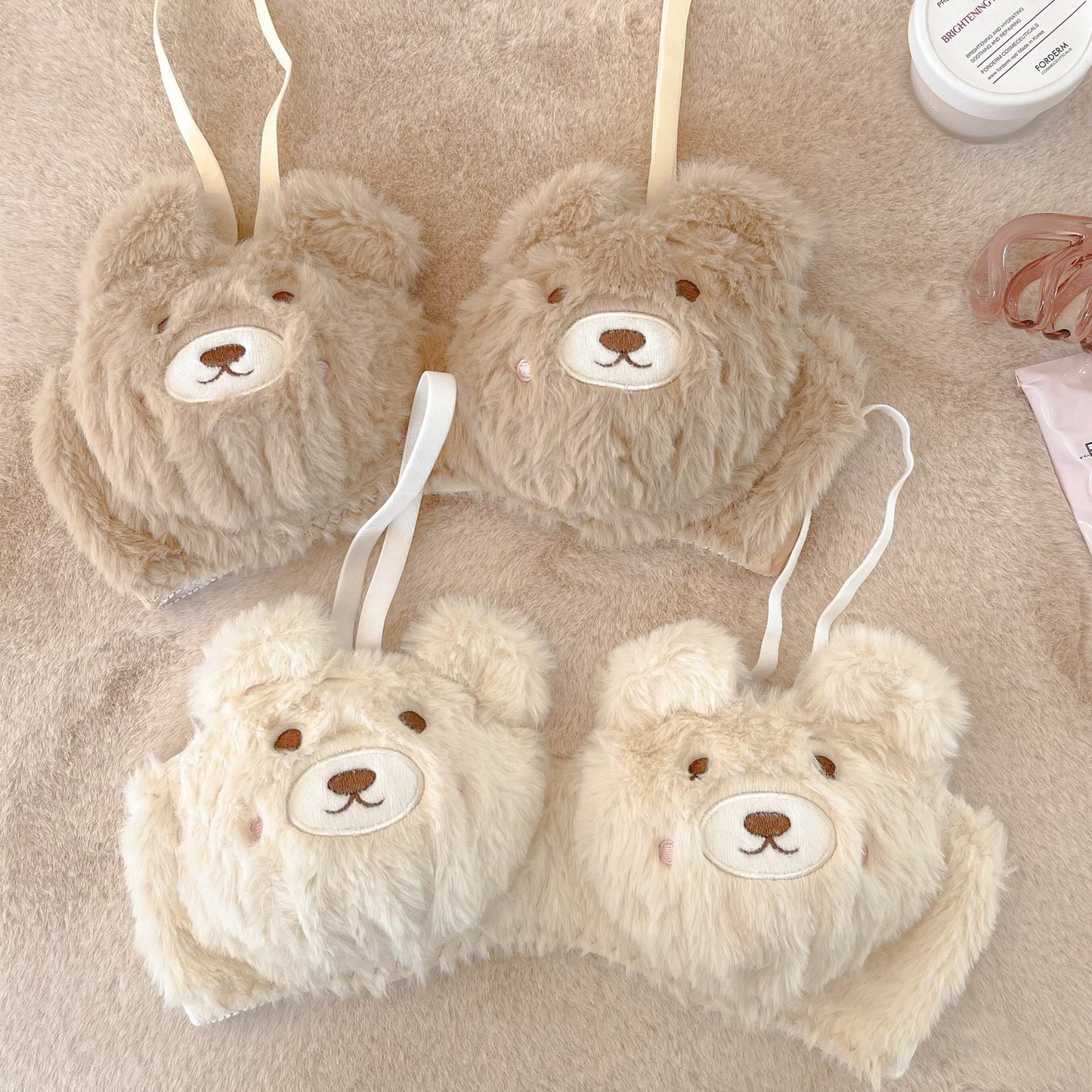 Lady Cartoon Plush Bear Bra Set
