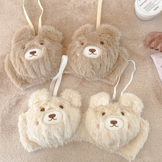 Lady Cartoon Plush Bear Bra Set