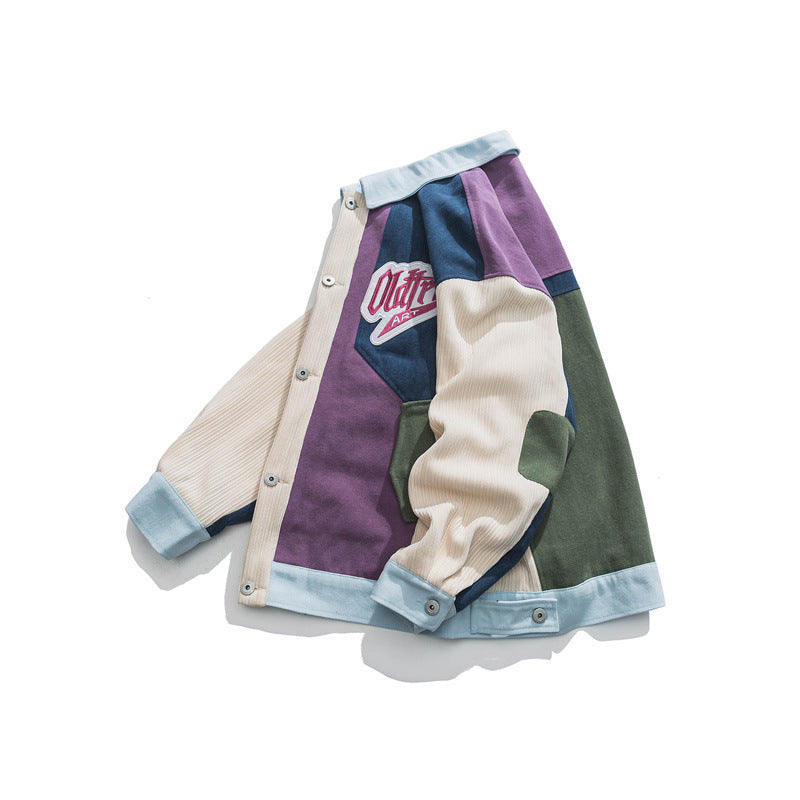 Color Contrast Patchwork Japanese Leisure Coat