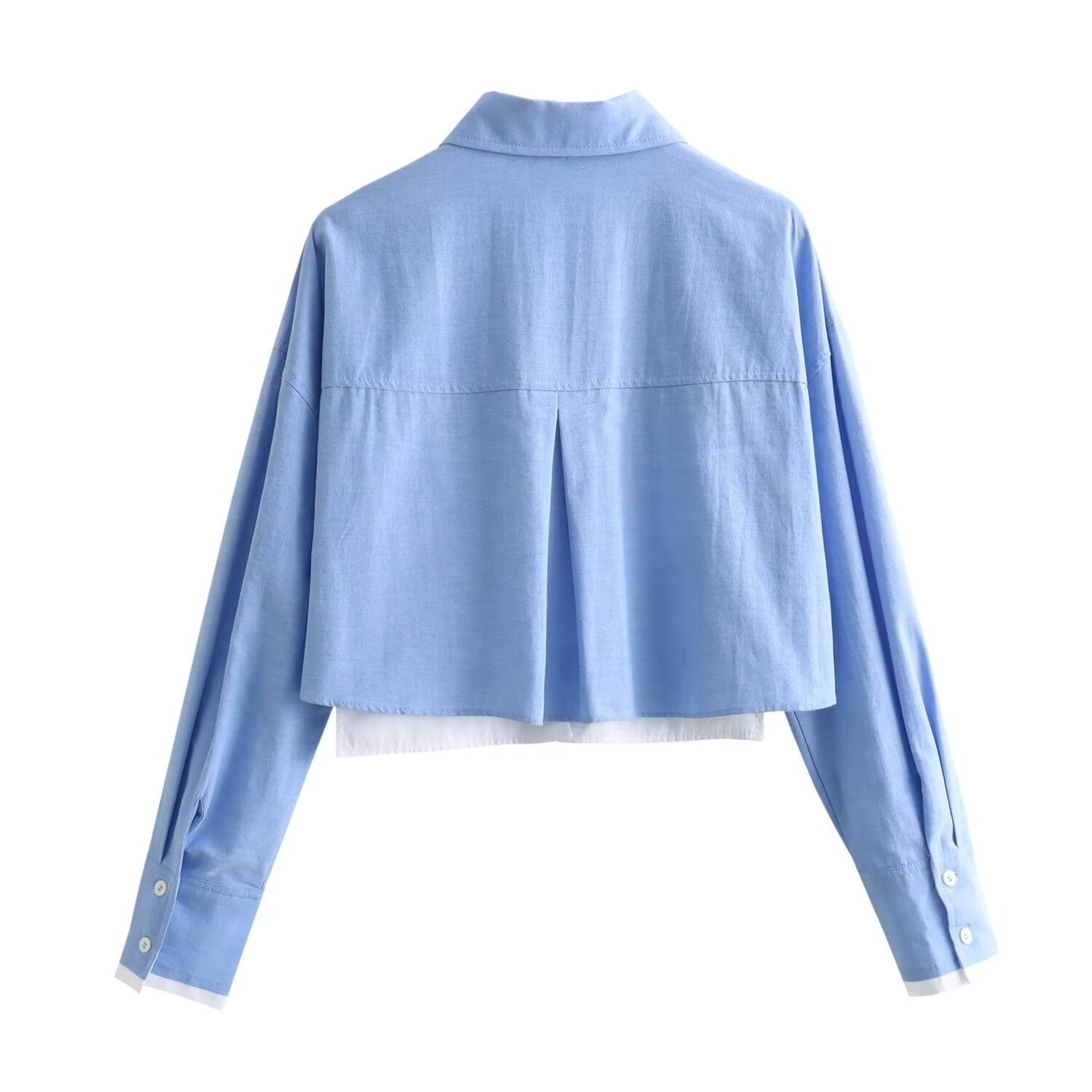 Spring Loose Slimming And All-matching Long Sleeve Single-breasted Lapel Short Shirt