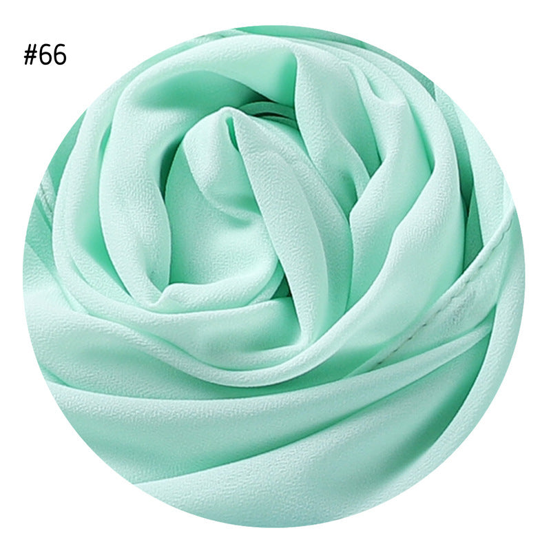 Women's Simple And Versatile Solid Color Pearl Chiffon Scarf