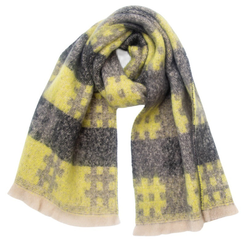 European And American-style Yarn Pattern Jacquard Scarf