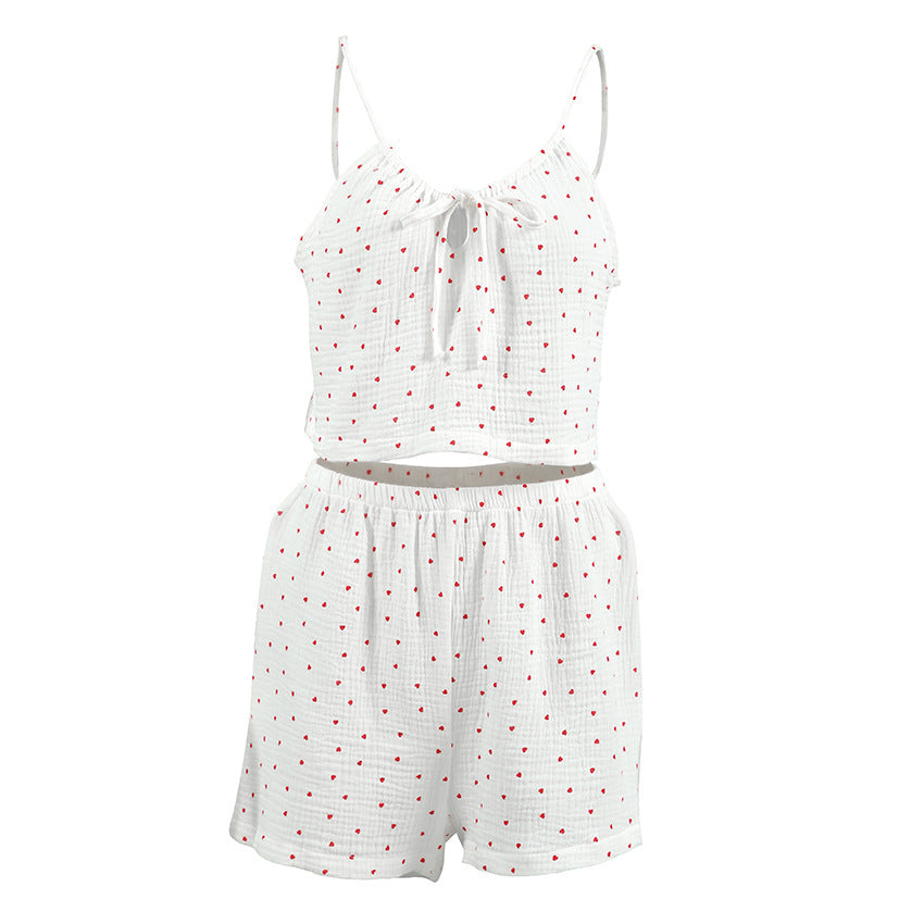 Summer Cool Pure Cotton Camisole And Shorts Pajama Set