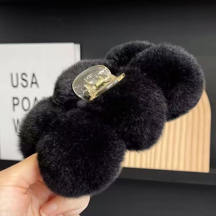 Elegant Rex Rabbit Fur Ball Grip Large Plush