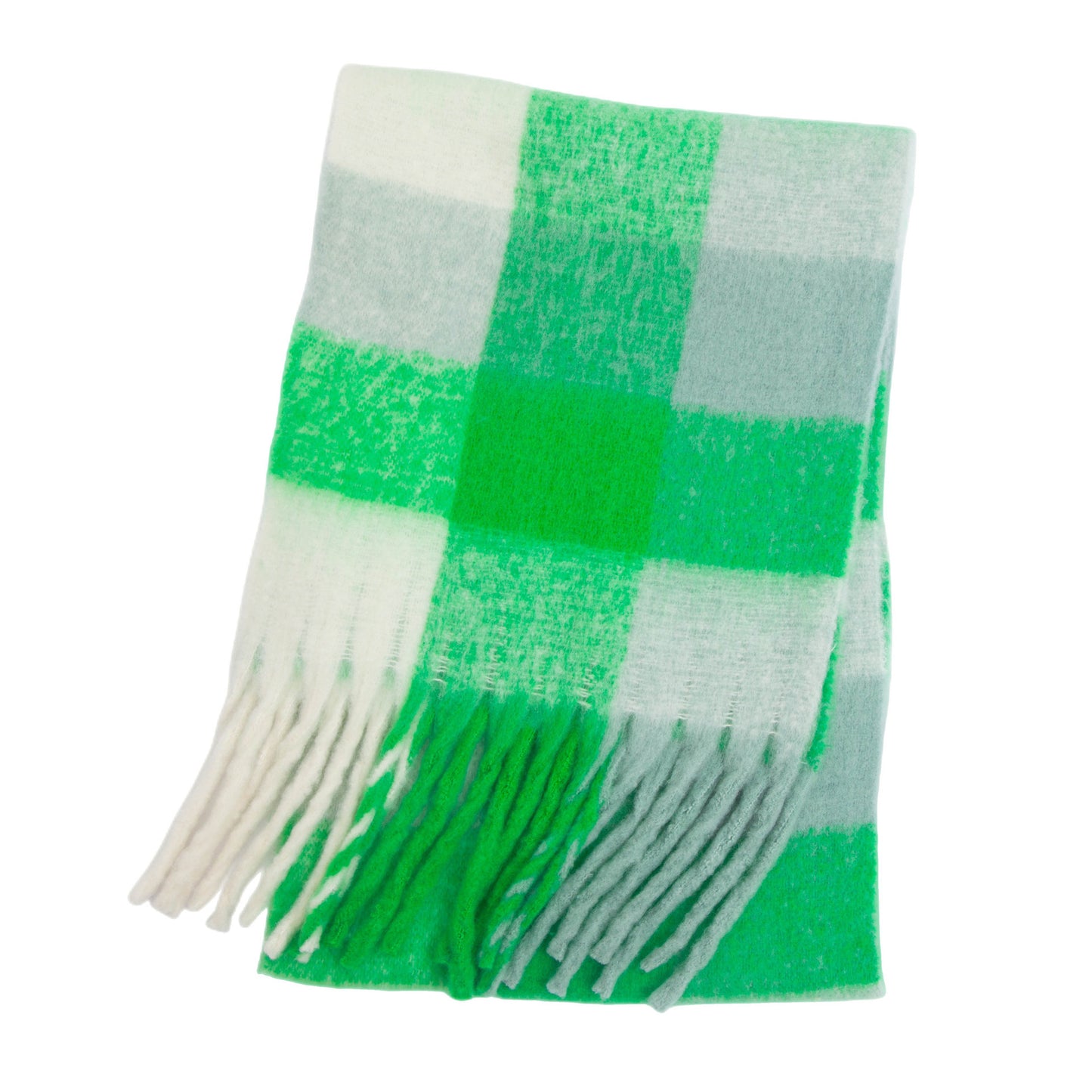 Women's Scarf Autumn And Winter New Thick Beard Color Four-grid