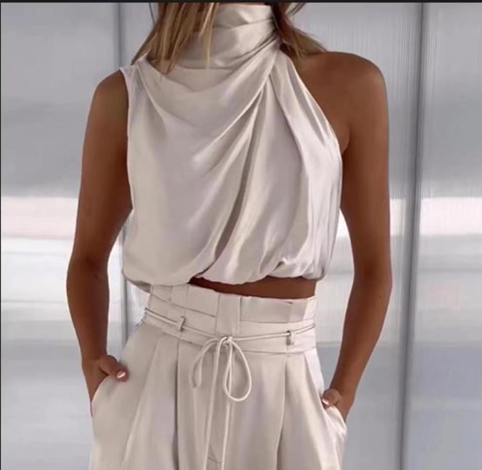 Women's Fashion Tops Wide-leg Pants Suit