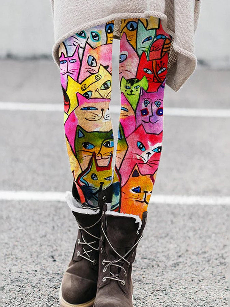 Fitness Sport 3D-printede højtaljede tights