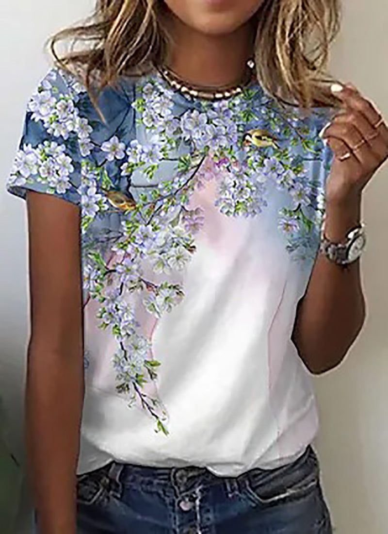 Round Neck Women's Short-sleeved T-shirt Loose Casual