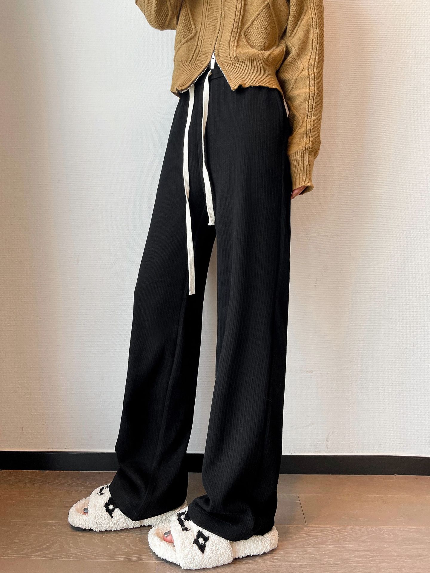 Cashmere Wide-leg Pants Women's High Waist Loose