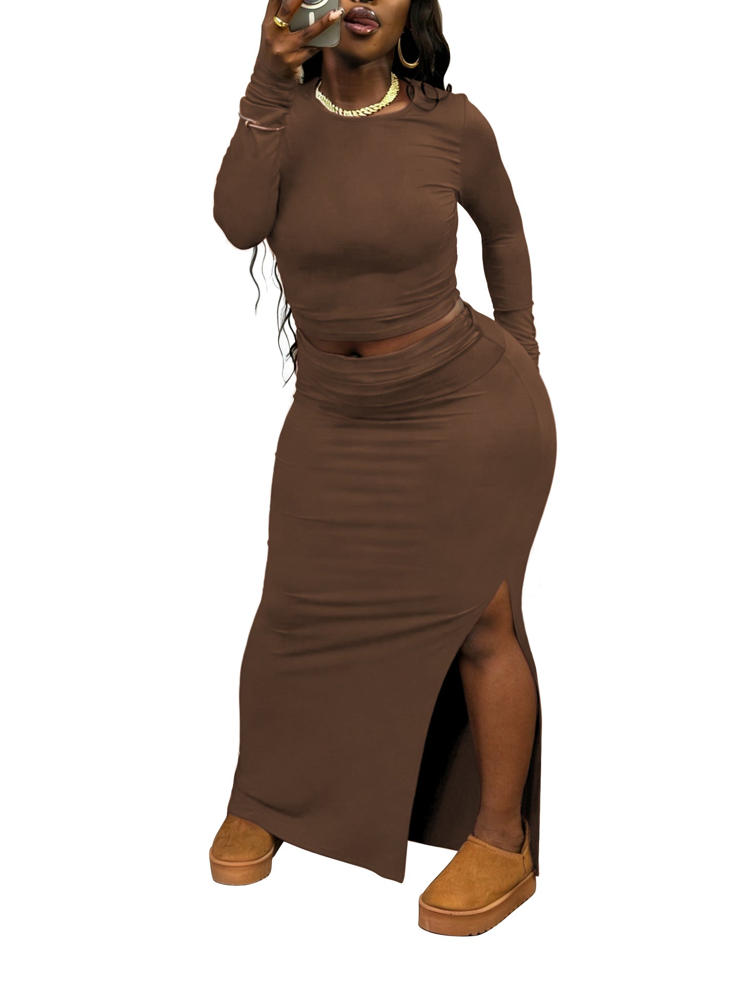 Solid-color Chic Casual Two-piece Set
