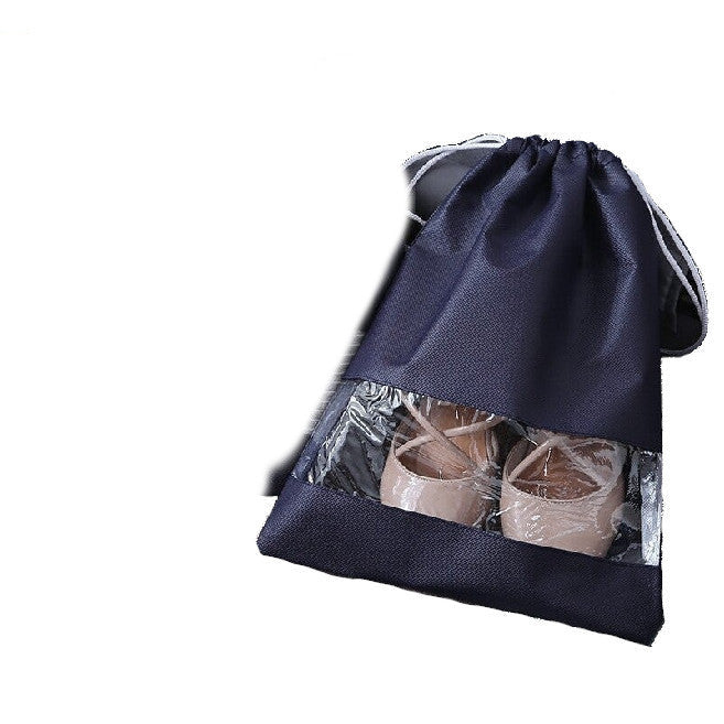 Non Woven Travel Transparent Dustproof Portable Drawstring Shoe Bag