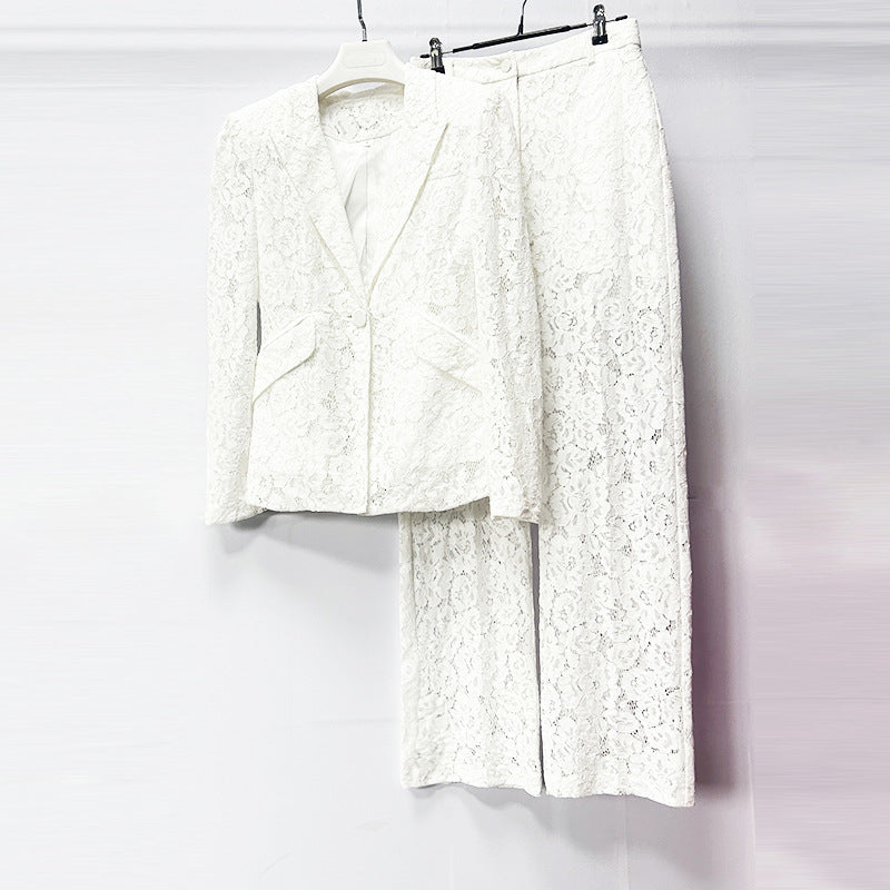 Socialite Catwalk Elegant Temperament Straight-leg Pants Slim Fit Two-piece Suit