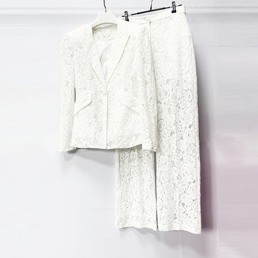 Socialite Catwalk Elegant Temperament Straight-leg Pants Slim Fit Two-piece Suit