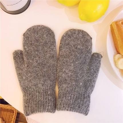 Rabbit Fur Plus Velvet Padded Warm Gloves For Cold-proof Riding
