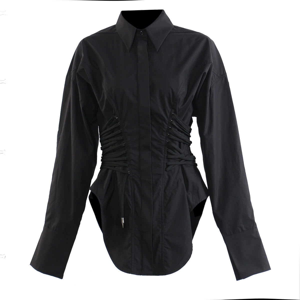 Slimming Stylish Drawstring Shirt Jacket That Accentuates The Waist