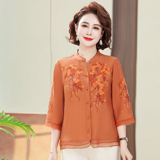 Summer Loose Embroidered Three-dimensional Blouse Shirt