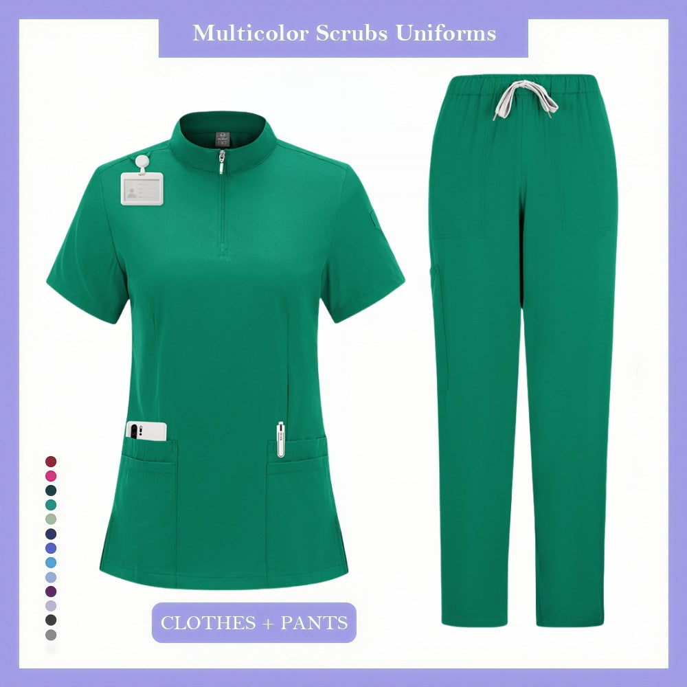 Zipper Beauty Salon Scrub Workwear
