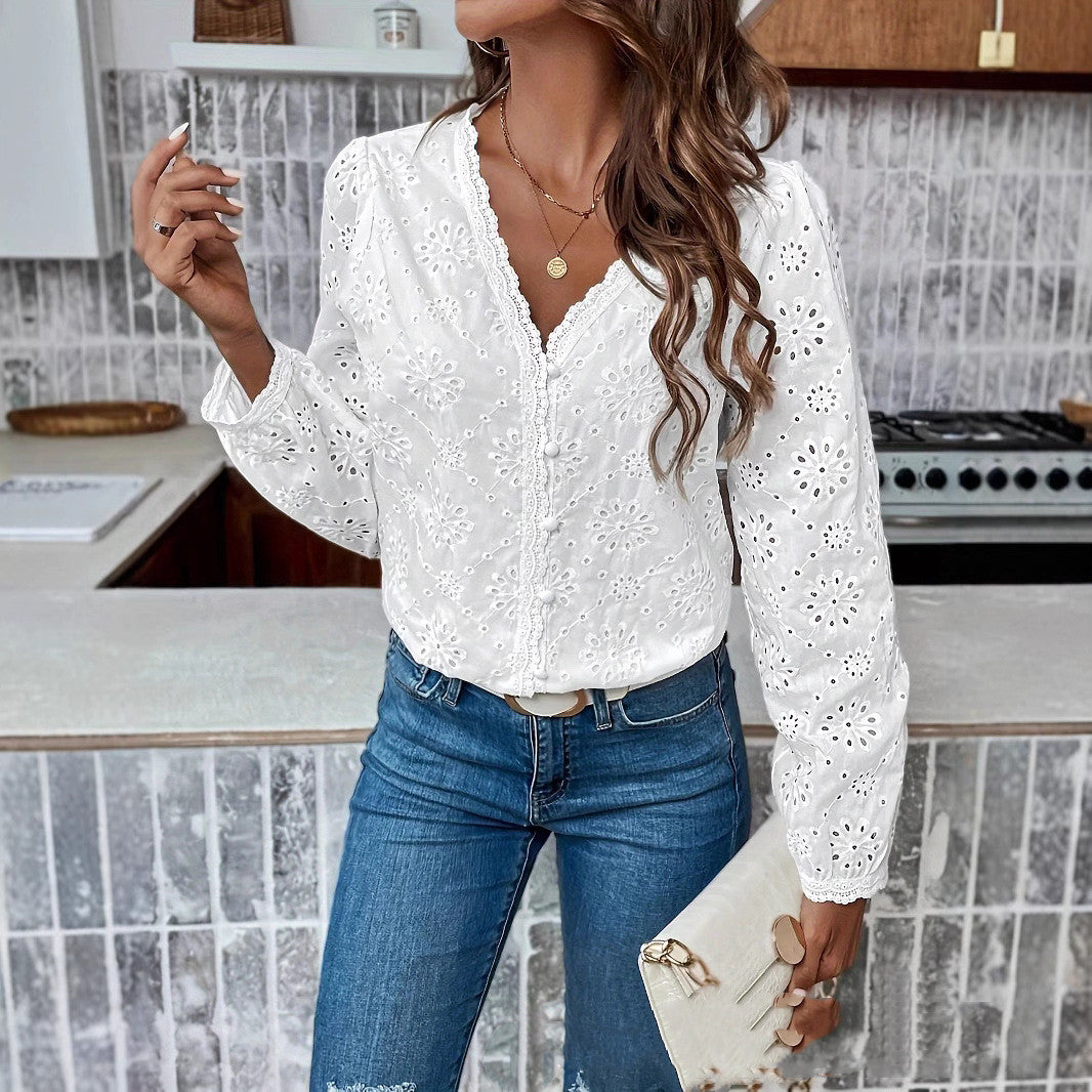 Women's Long Sleeve Socialite Style Temperament Commute Shirt