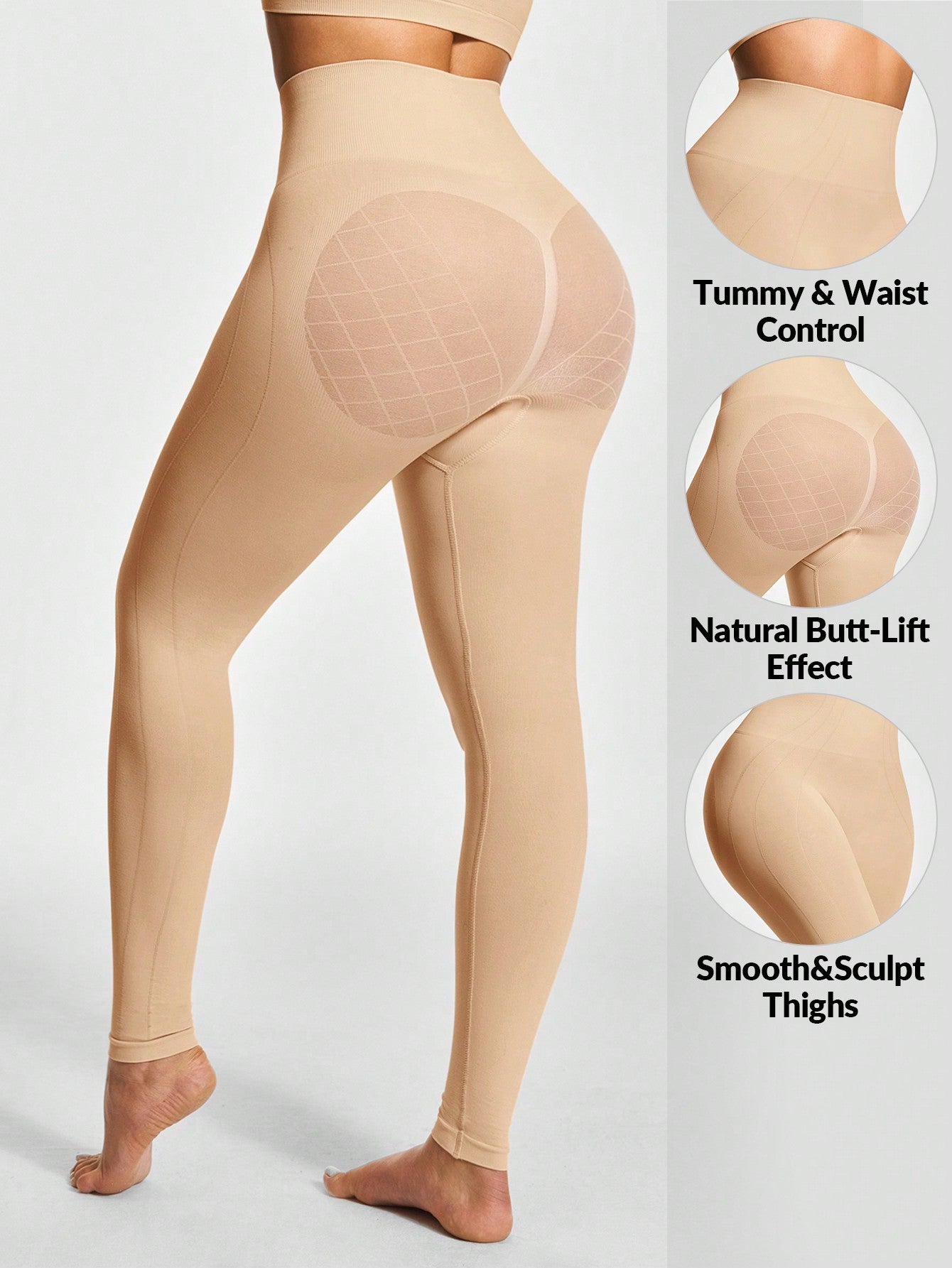 Women's Firm Control Full-Length Leggings - Butt-Lift & Tummy Thigh Contour