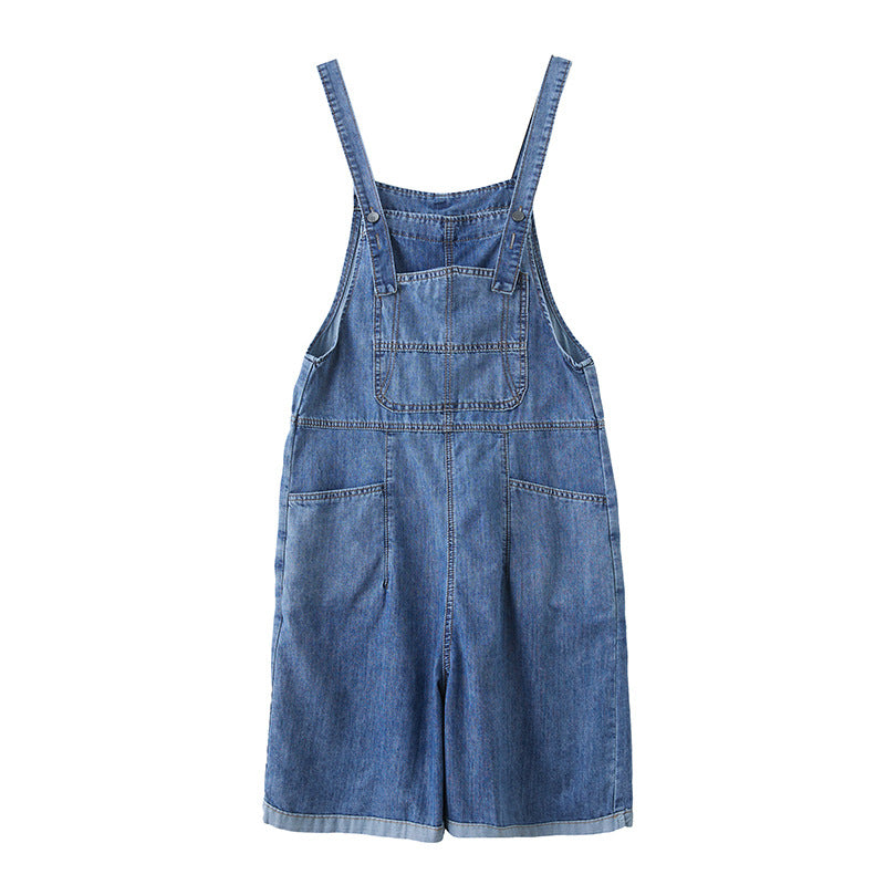 Dame Tynde Mode Casual Denim Overalls Shorts