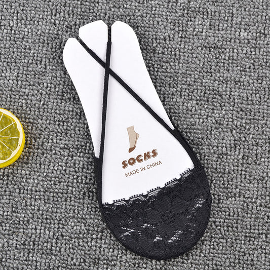 Elastic Suspender Half Palm Socks Lace Boat Socks