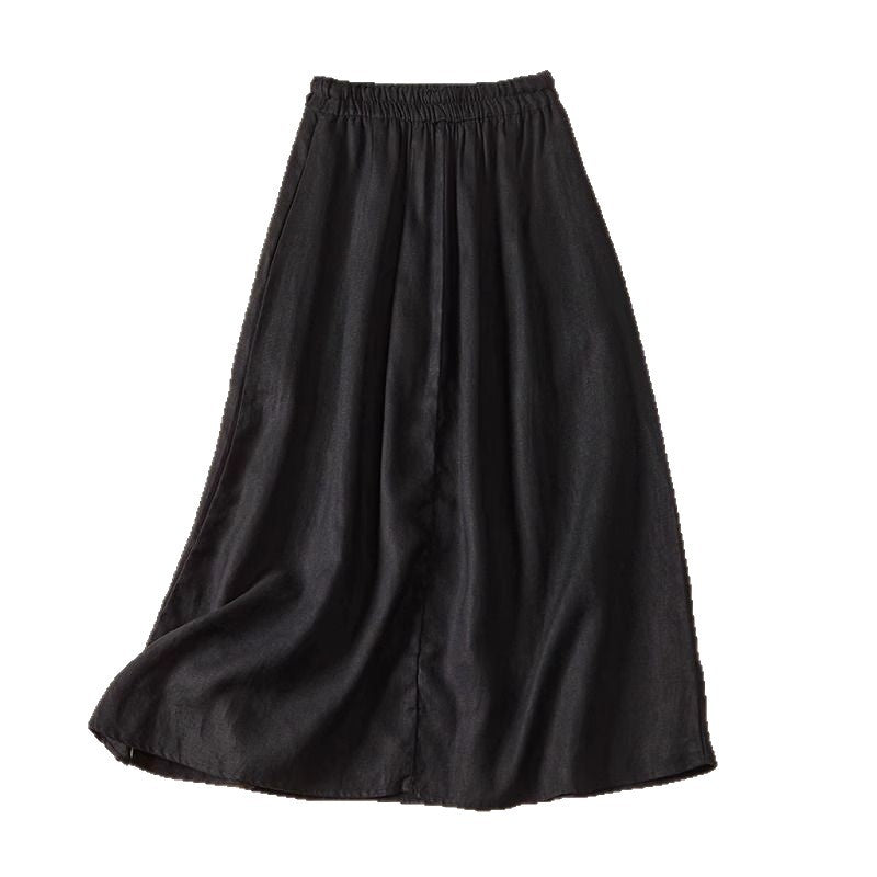 Casual Solid-Colored Cotton-Linen Womens Loose Artistic Dress