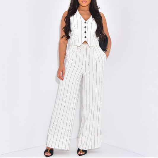 Womens Stylish, Minimalist Commuter Striped Set